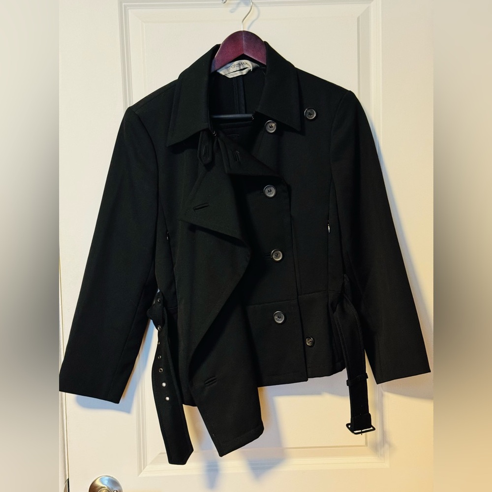 Max mara Sportmax Black Asymmetric Belted Trench Coat
